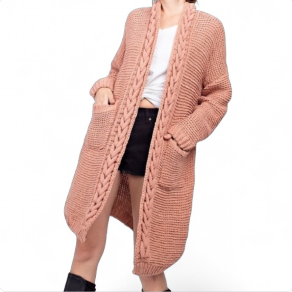 Terra-Cotta Chunky Knit Long Cardigan Women’s Size Small/Medium NWT
